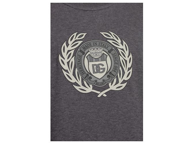 Camiseta estampada Dolce & Gabbana logo DG gris de algodón - vista 3