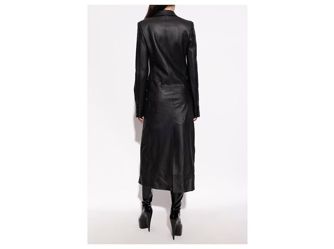 Balenciaga Schwarzer Lammleder Mantel - Ansicht 2