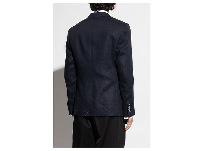 Dolce & Gabbana Blue Linen Double Breasted Blazer - view 2