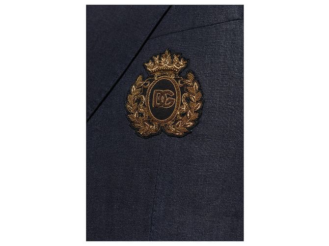 Dolce & Gabbana Blue Linen Double Breasted Blazer - view 3