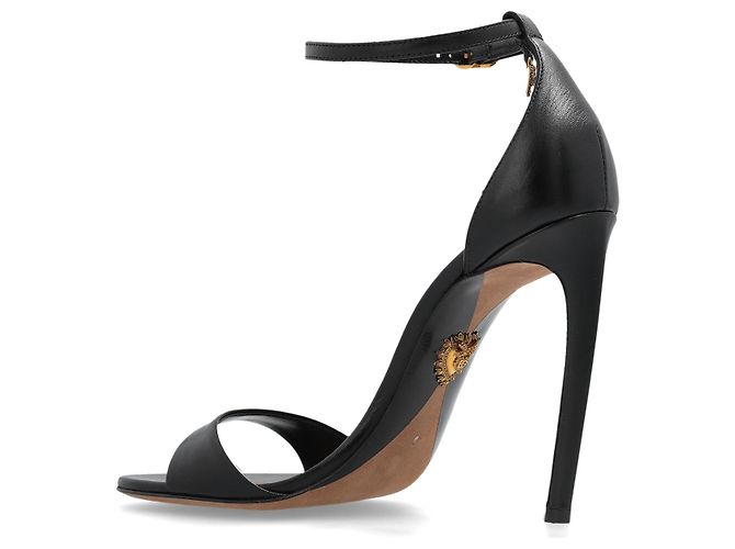 Sandali con tacco in pelle nera Dolce & Gabbana - vista 3