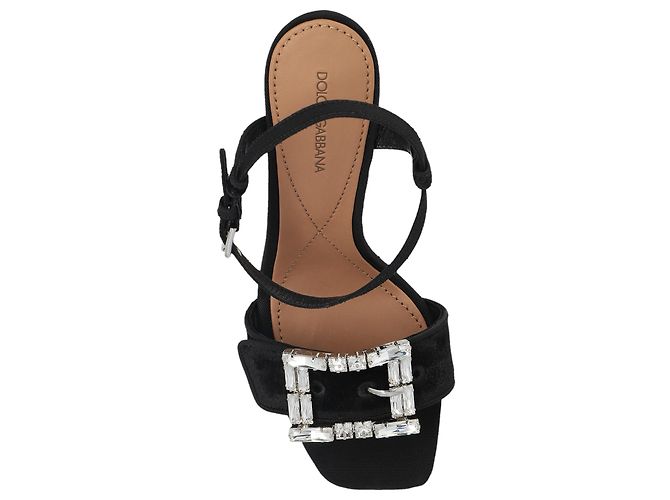 Dolce & Gabbana Sandali con plateau in velluto nero - vista 4