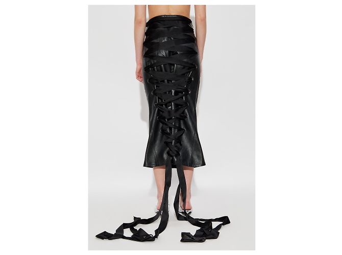 Falda midi de piel de cordero negra Balenciaga - vista 2