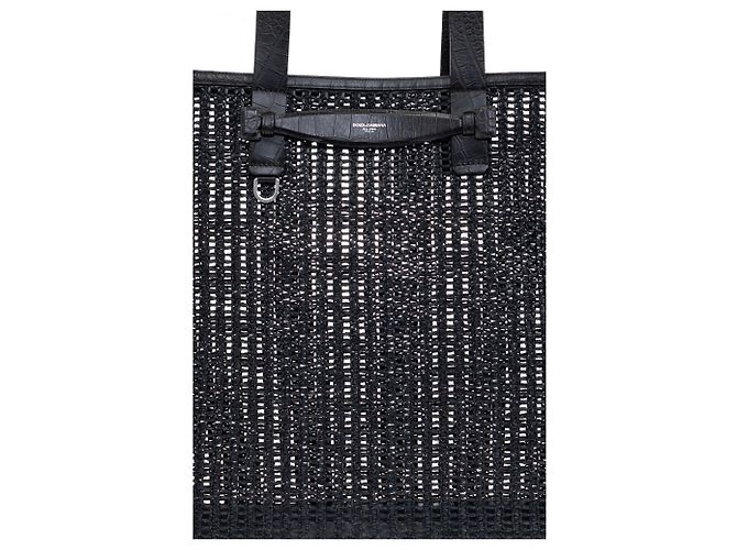 Borsa shopper Dolce & Gabbana in cotone nero - vista 4