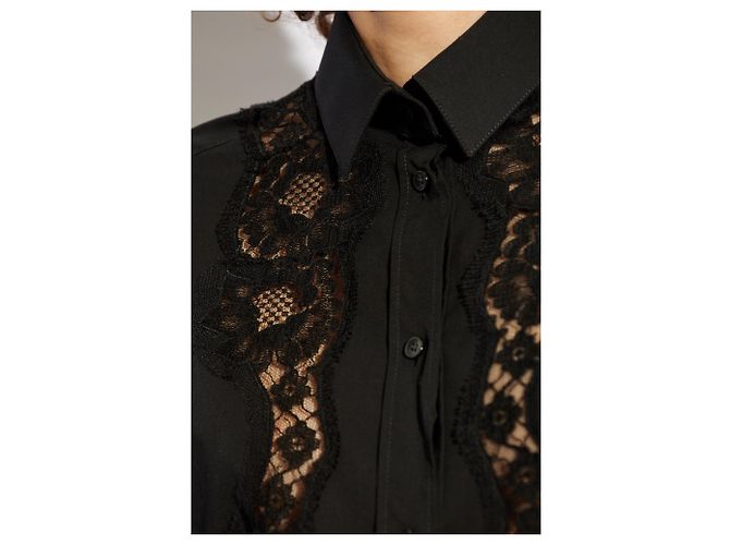 Dolce & Gabbana Camisa de encaje negra de algodón - vista 3