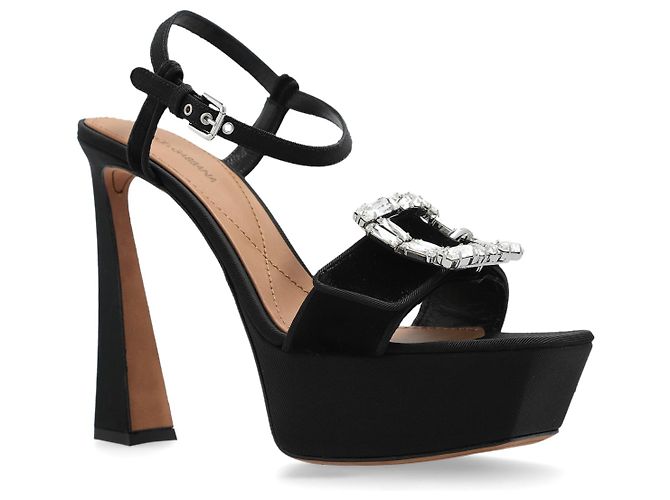 Sandali con plateau Dolce & Gabbana in velluto nero - vista 2