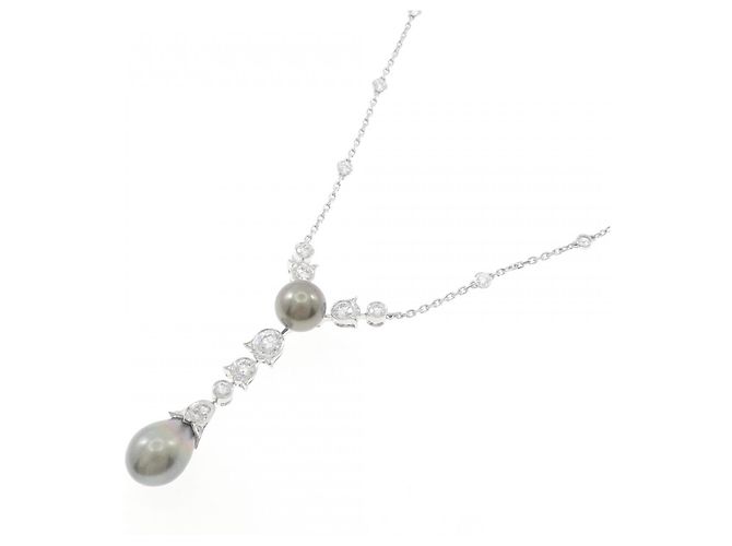Collana Cartier Dune 750 Oro Bianco Diamante Perla Nera - vista 2