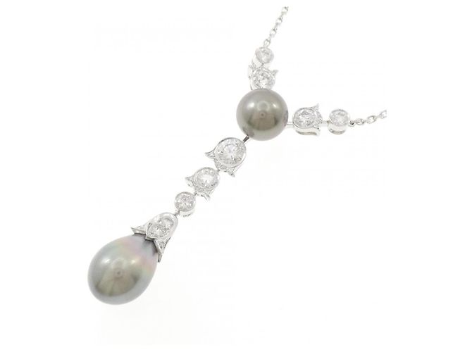 Collana Cartier Dune 750 Oro Bianco Diamante Perla Nera - vista 3