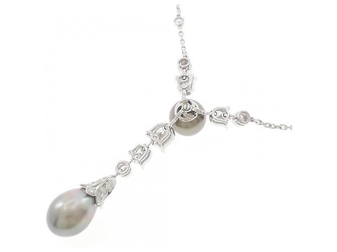 Collana Cartier Dune 750 Oro Bianco Diamante Perla Nera - vista 4