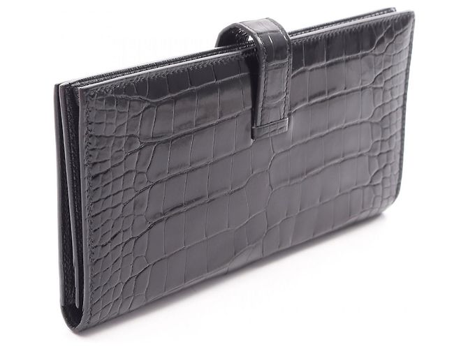 Béarn Hermès Cartera larga Hermes Bearn Soufflet de Alligator brillante - vista 2