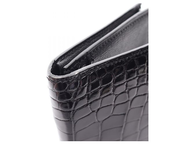 Béarn Hermès Cartera larga Hermes Bearn Soufflet de Alligator brillante - vista 9