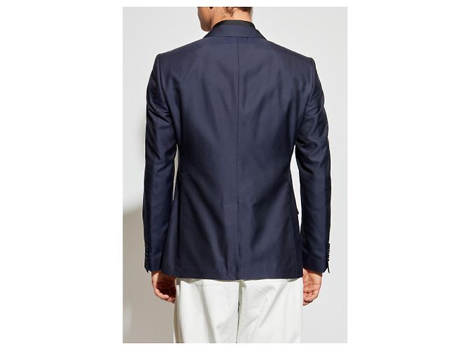 Blazer doppiopetto Dolce & Gabbana in cotone e seta blu navy - vista 2