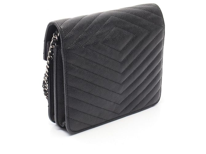 Borsa a tracolla Chanel Chevron V Stitch in pelle Caviar - vista 2