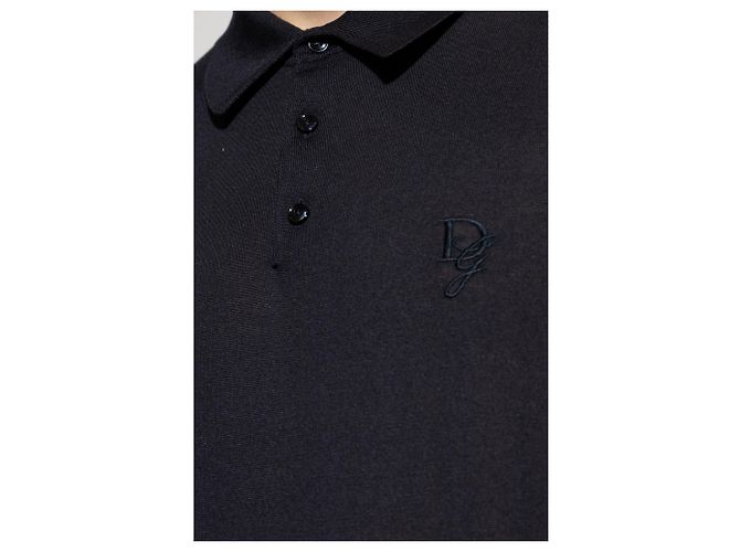 Polo a maniche lunghe Dolce & Gabbana in seta blu - vista 3