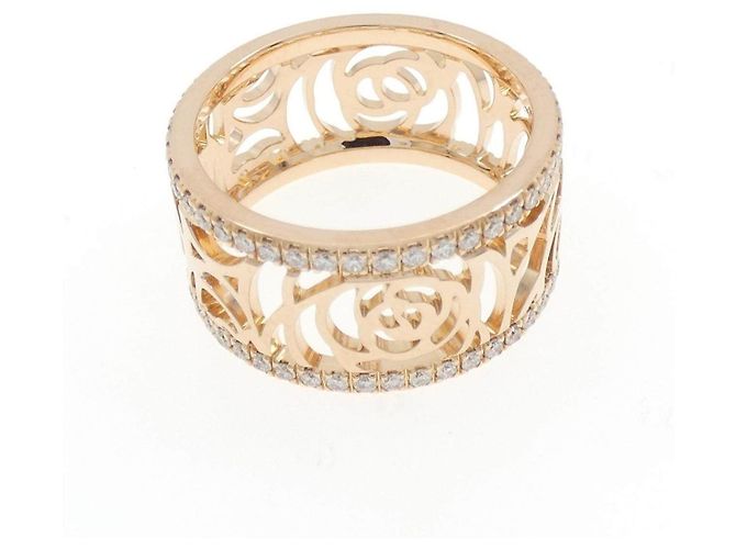 Chanel Camellia Medium Au750 Pink Gold Diamantring - Ansicht 3
