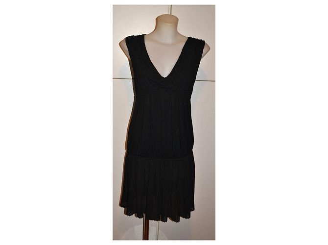 Autre Marque MAX&Co. Schwarzes plissiertes Viscose-Minikleid - Ansicht 2
