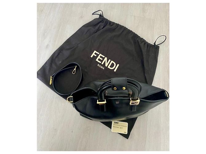 Fendi FF Tote Medium Handtasche Schwarz Leder - Ansicht 15