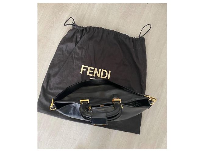 Fendi FF Tote Medium Handtasche Schwarz Leder - Ansicht 5