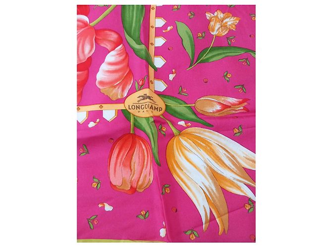 Pañuelo de seda Longchamp estampado tulipanes - vista 3