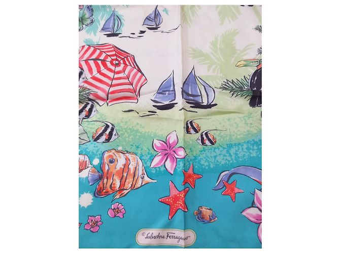 Pañuelo de seda Salvatore Ferragamo estampado marino - vista 2
