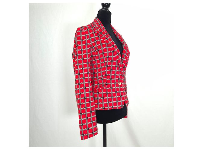 Dolce & Gabbana Roter Karo-Blazer aus Samt - Ansicht 4