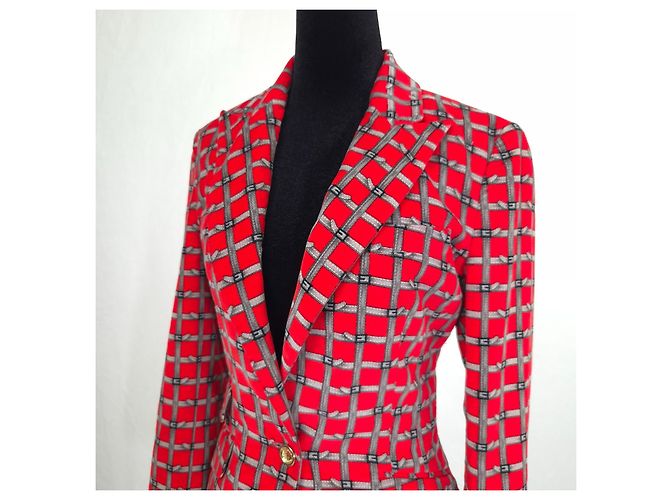 Dolce & Gabbana Roter Karo-Blazer aus Samt - Ansicht 5