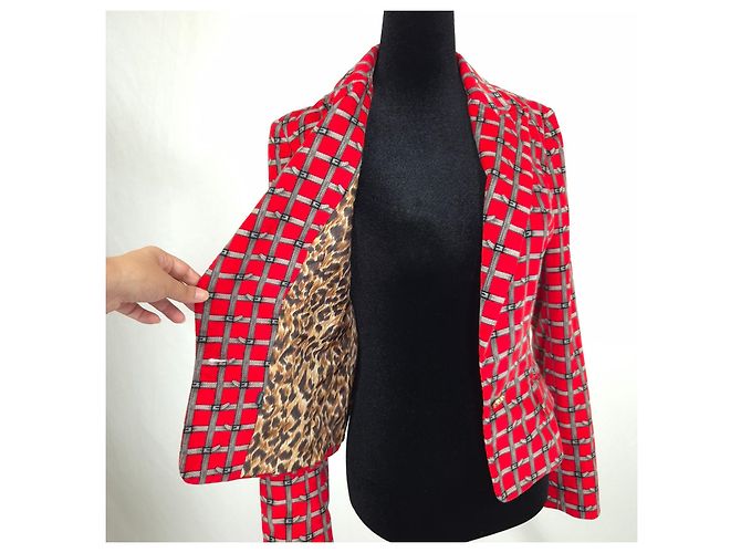 Dolce & Gabbana Roter Karo-Blazer aus Samt - Ansicht 6