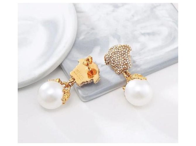 Versace Pendientes Medusa con Perlas y Cristales - vista 2