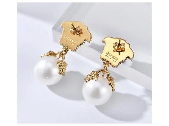 Versace Pendientes Medusa con Perlas y Cristales - vista 3