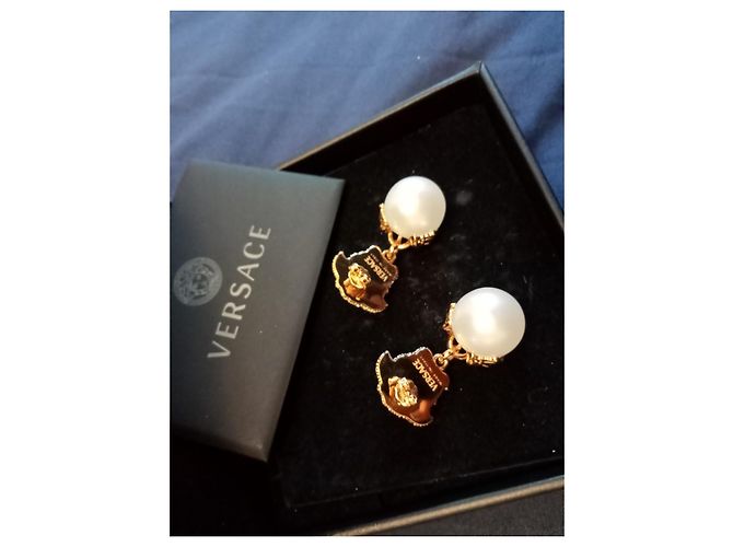Versace Pendientes Medusa con Perlas y Cristales - vista 4