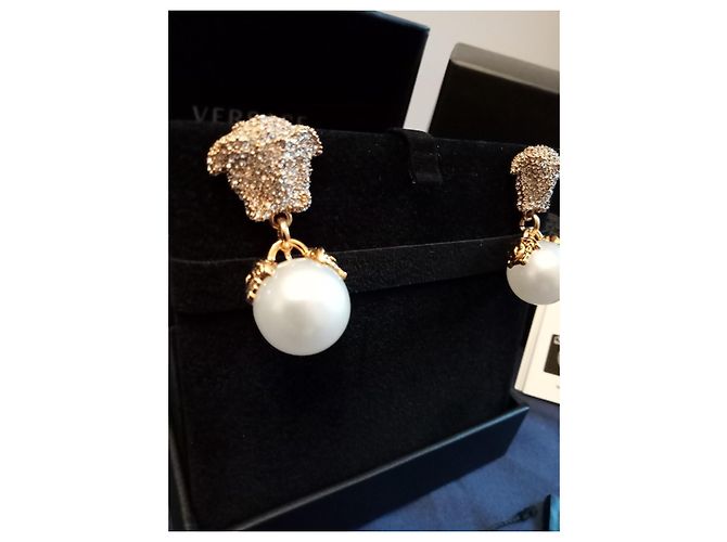 Versace Pendientes Medusa con Perlas y Cristales - vista 5