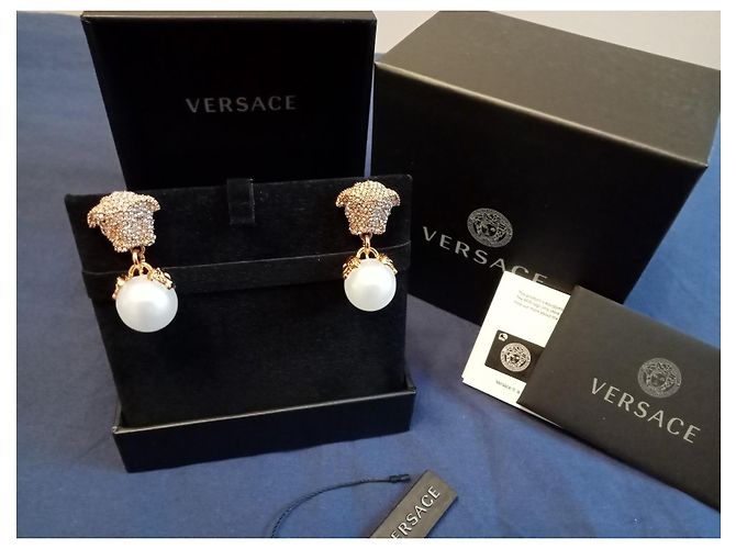 Versace Pendientes Medusa con Perlas y Cristales - vista 6