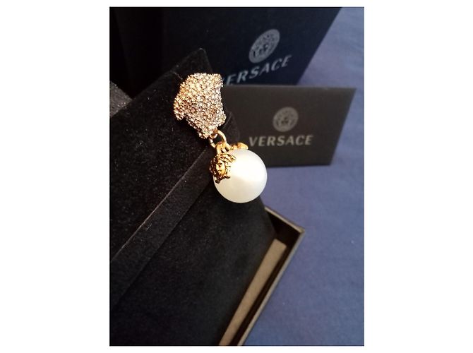 Versace Pendientes Medusa con Perlas y Cristales - vista 7