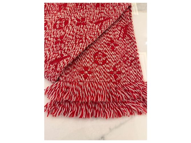 Louis Vuitton Bufanda Monogramme de Lana y Seda Roja - vista 2