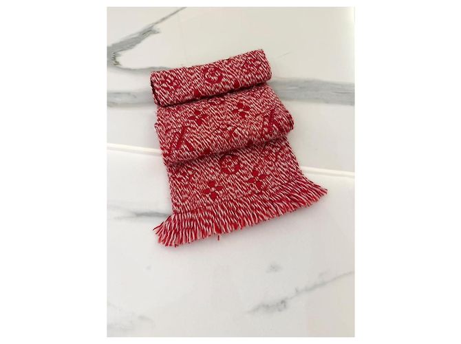 Louis Vuitton Bufanda Monogramme de Lana y Seda Roja - vista 3