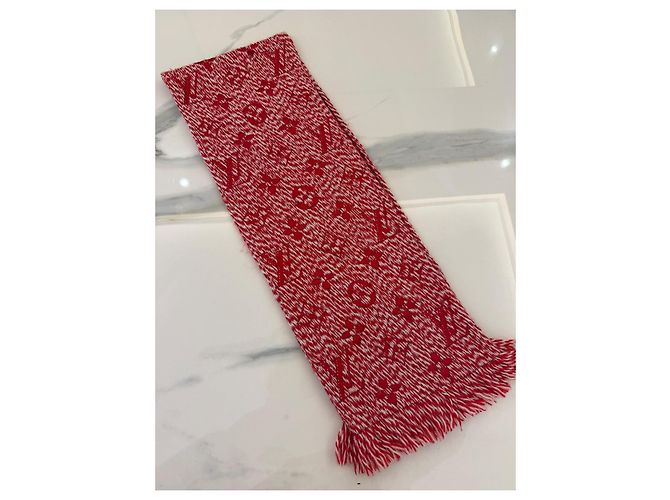 Louis Vuitton Bufanda Monogramme de Lana y Seda Roja - vista 6