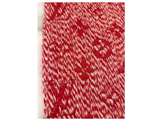Louis Vuitton Bufanda Monogramme de Lana y Seda Roja - vista 7