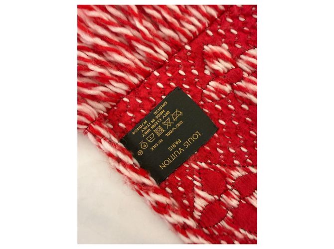 Louis Vuitton Bufanda Monogramme de Lana y Seda Roja - vista 9
