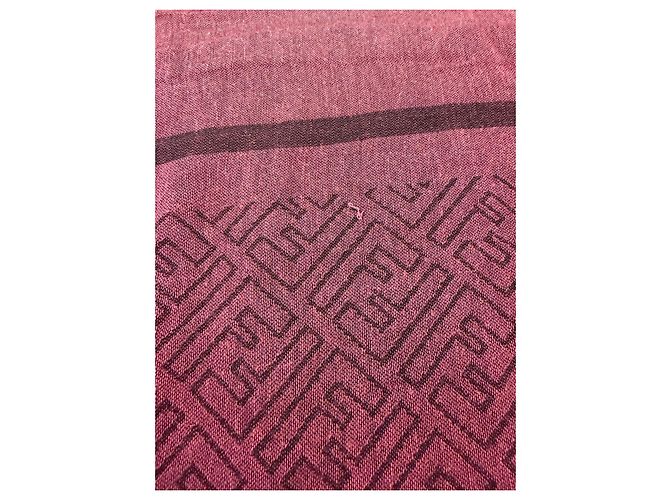 Fendi Foulard monogramma FF in lana e seta - Bordeaux - vista 4