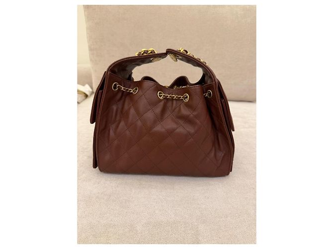 Borsa Chanel 25 Bordeaux pelle caviar - vista 15