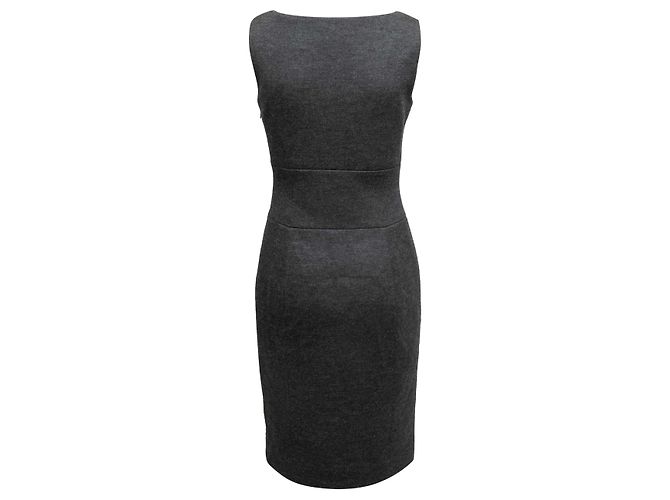 Graues Prada tailliertes ärmelloses Kleid aus Schurwolle Größe IT 40 - Ansicht 3