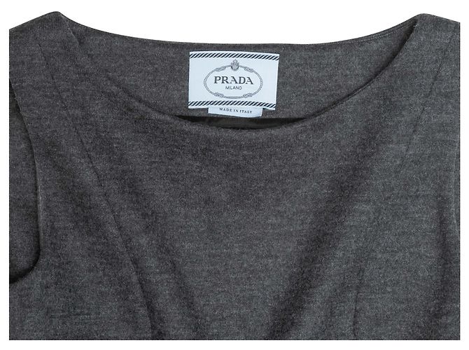 Graues Prada tailliertes ärmelloses Kleid aus Schurwolle Größe IT 40 - Ansicht 7