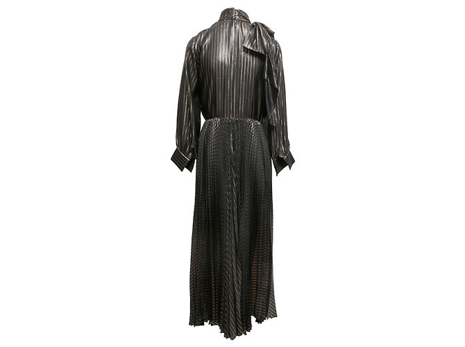 Céline Celine Metallic Langarm Maxi Kleid Schwarz & Gold Größe US S - Ansicht 3
