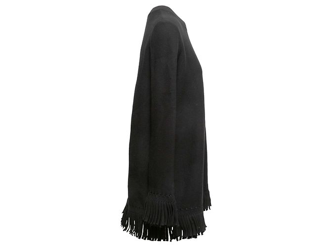Alaïa Alaia Mini-Kleid aus Wolle in Schwarz mit Fransenbesatz Größe IT 42 - Ansicht 3
