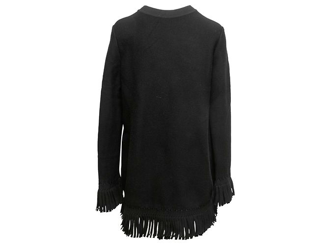 Alaïa Alaia Mini-Kleid aus Wolle in Schwarz mit Fransenbesatz Größe IT 42 - Ansicht 4