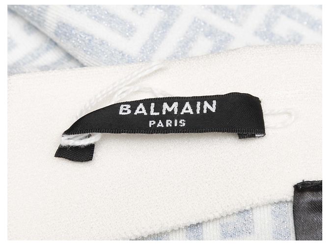Balmain Metallic Knit Halter & Rock Set Hellblau & Weiß Größe FR 34 - Ansicht 4