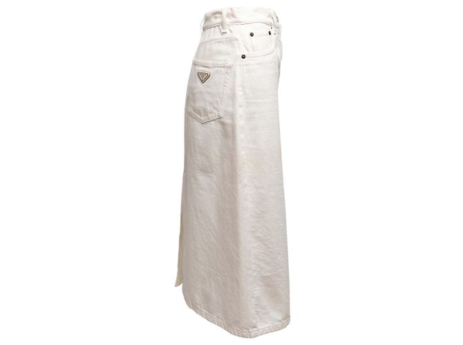 Prada Denim Midi-Rock weiß Größe IT 44 - Ansicht 2