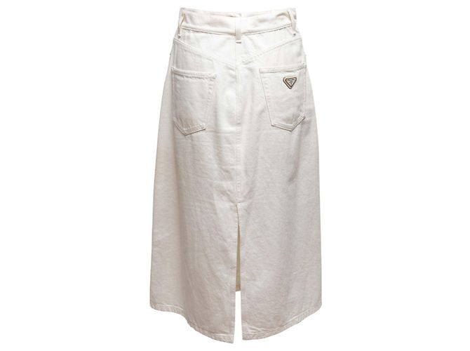 Prada Denim Midi-Rock weiß Größe IT 44 - Ansicht 3