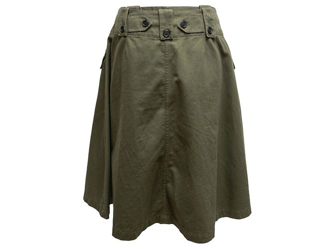 Prada A-Linien Cargo Midi-Rock Olive Größe IT 38 - Ansicht 3