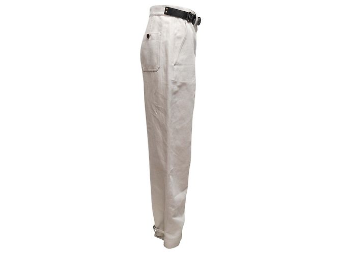 Vaqueros anchos con cinturón Louis Vuitton crema Talla FR 38 - vista 2